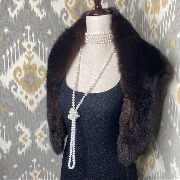 Ralph Lauren Black Label * Brown Opossum Fur Pull Through Scarf - Picture 5 of 16